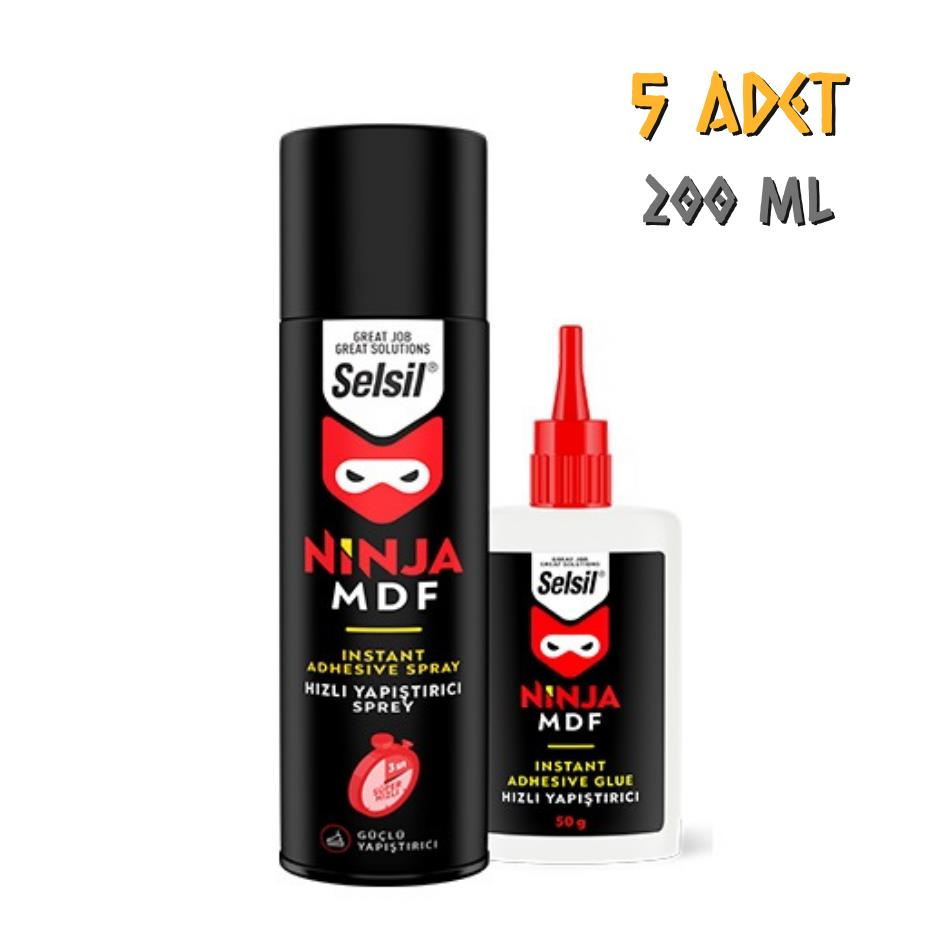 Selsil Çift Komponentli MDF Hızlı Yapıştırıcı Sprey 200 ml. - 5 Adet