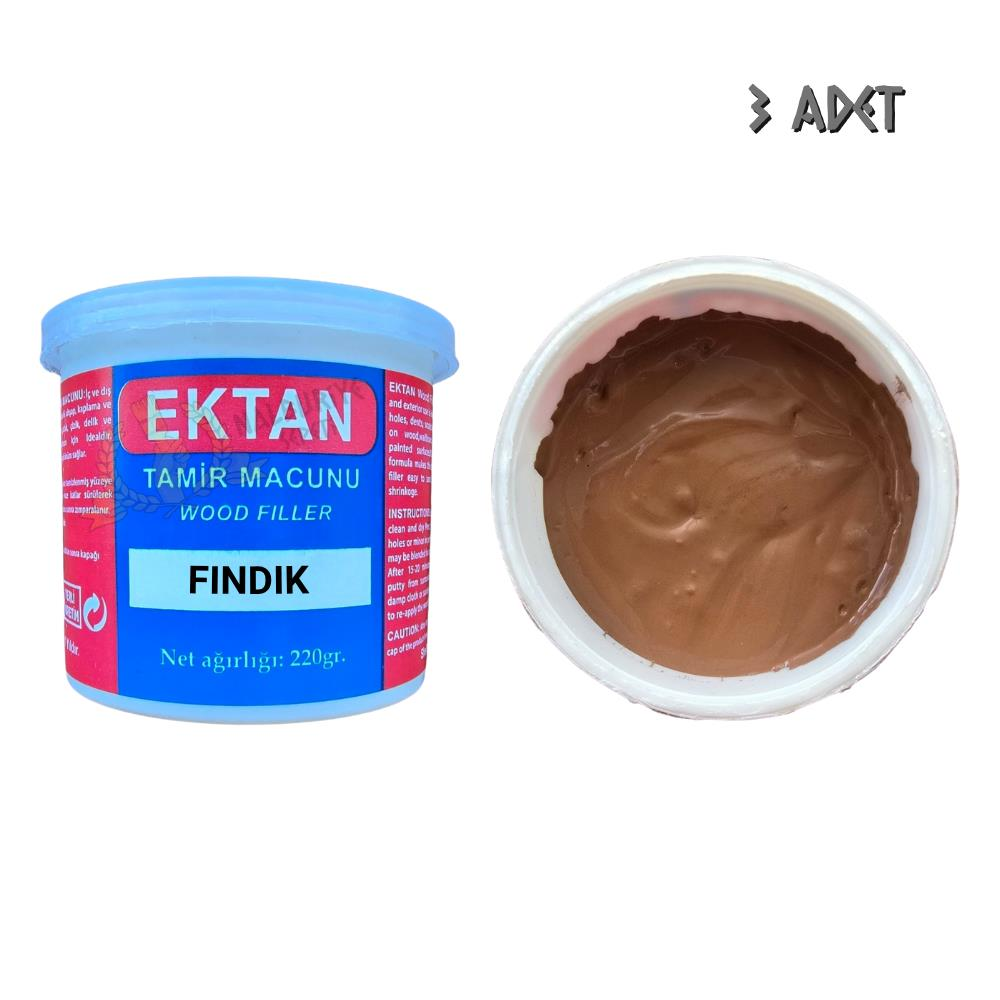 Ektan Masif ve Ahşap Tamir Macunu FINDIK 220 gr. - 3 Adet