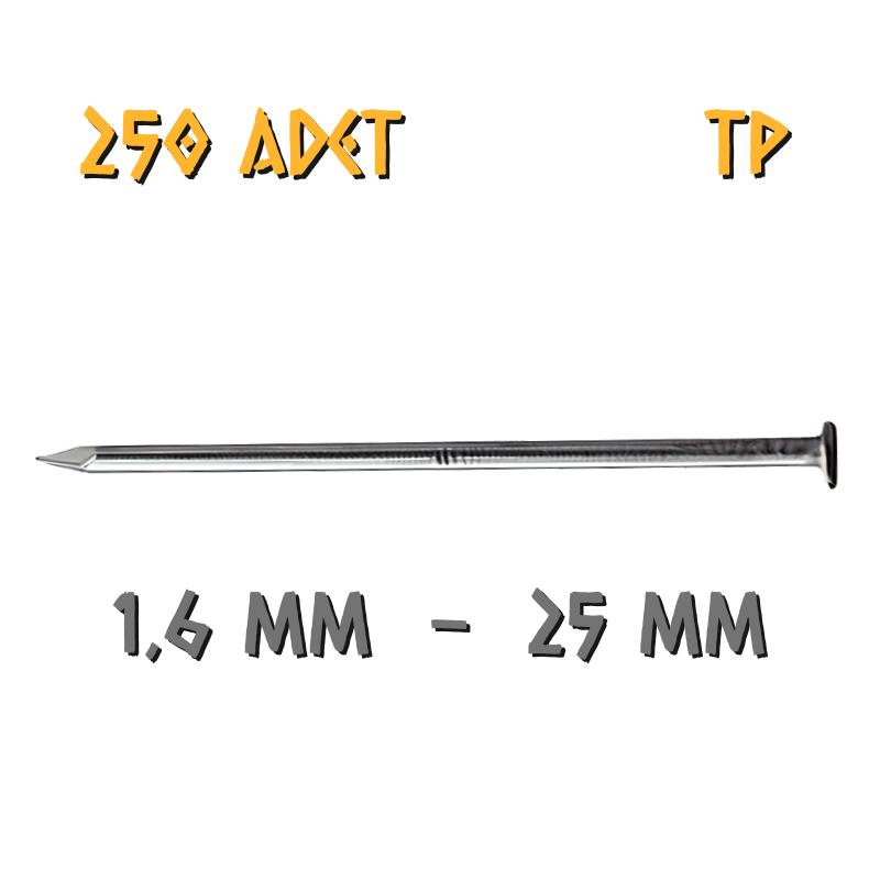 Acero Mat Kaplama Başlı TP Tel Çivi 1.6x25 mm. - 100 Gr. - 250 Adet