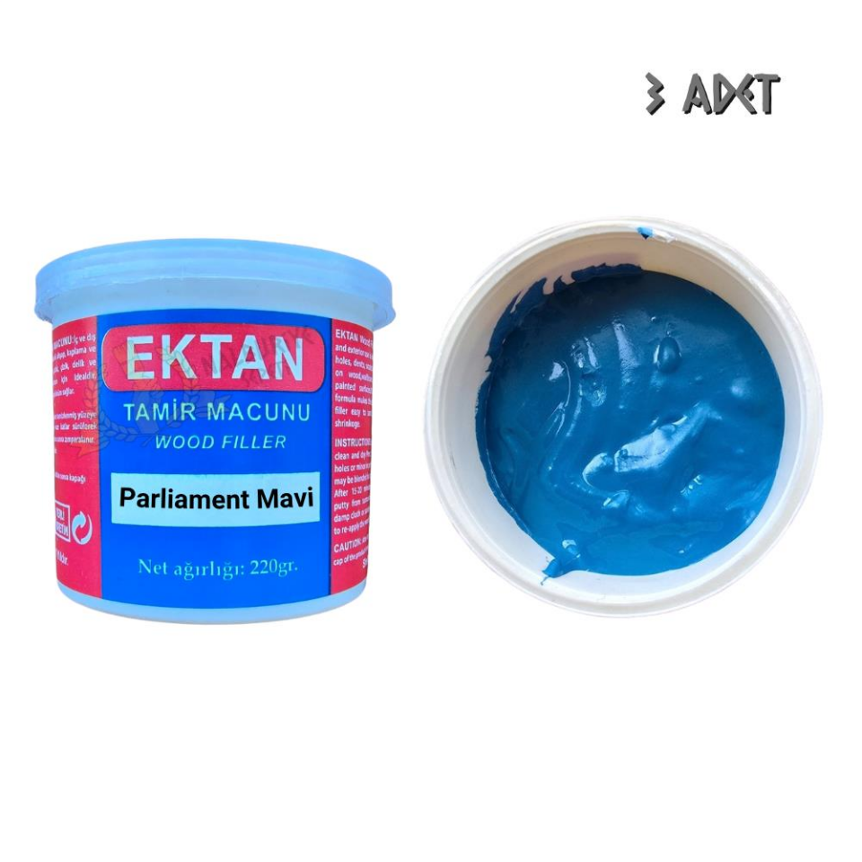 Ektan Masif ve Ahşap Tamir Macunu PARLIAMENT MAVİ 220 gr. - 3 Adet