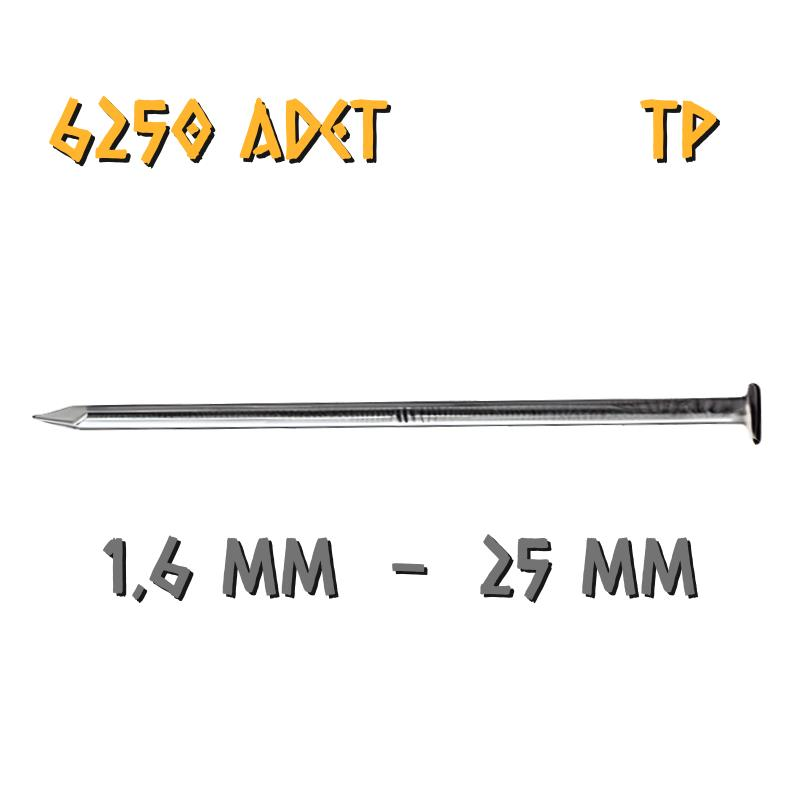 Acero Mat Kaplama Başlı TP Tel Çivi 1.6x25 mm. - 2500 Gr. - 6250 Adet