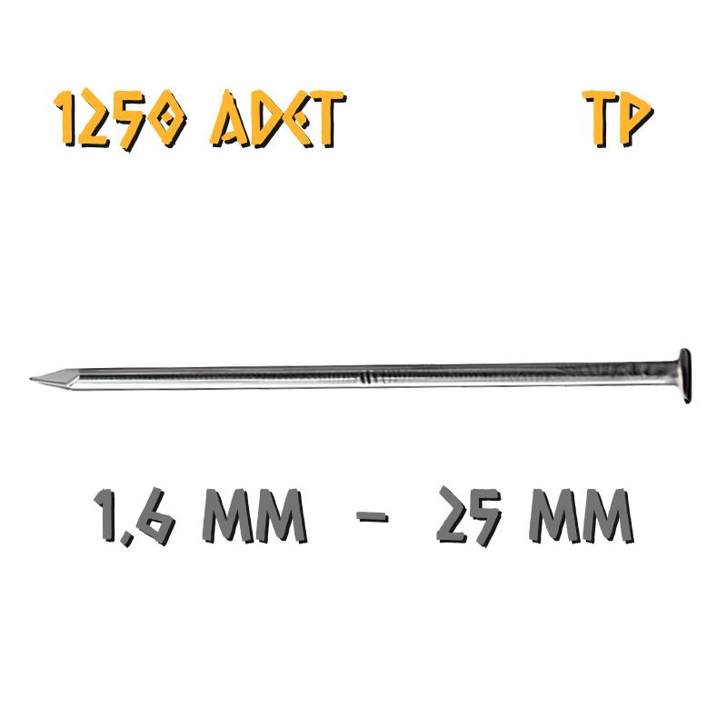 Acero Mat Kaplama Başlı TP Tel Çivi 1.6x25 mm. - 500 Gr. - 1250 Adet