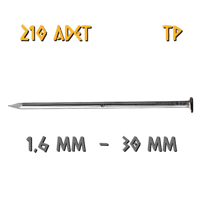 Acero Mat Kaplama Başlı TP Tel Çivi 1.6x30 mm. - 100 Gr. - 210 Adet