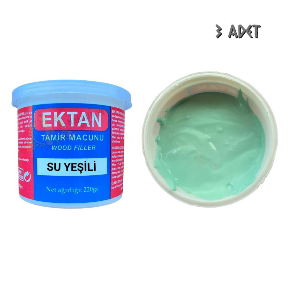 Ektan Masif ve Ahşap Tamir Macunu SU YEŞİLİ 220 gr. - 3 Adet