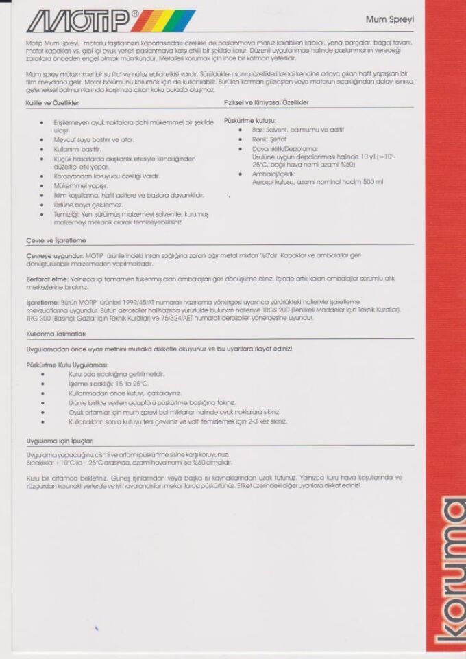 Motip Mum Spreyi KAHVERENGİ 500 ml.