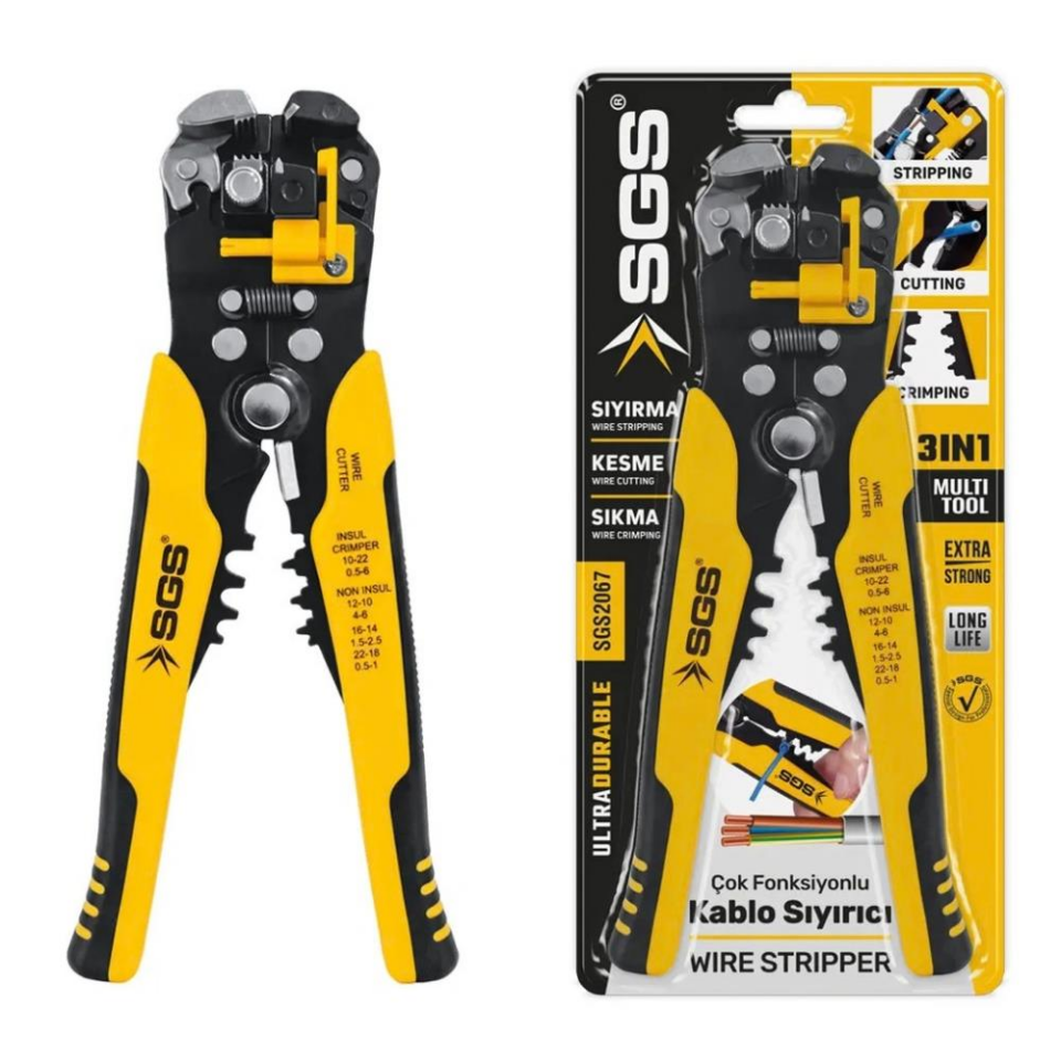 SGS Kablo Sıyırıcı Pense - Sıyırma-Kesme-Sıkma 200 mm.