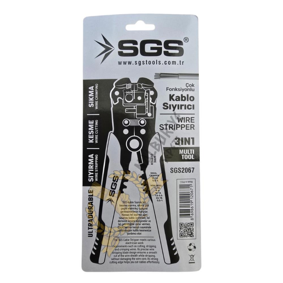 SGS Kablo Sıyırıcı Pense - Sıyırma-Kesme-Sıkma 200 mm.