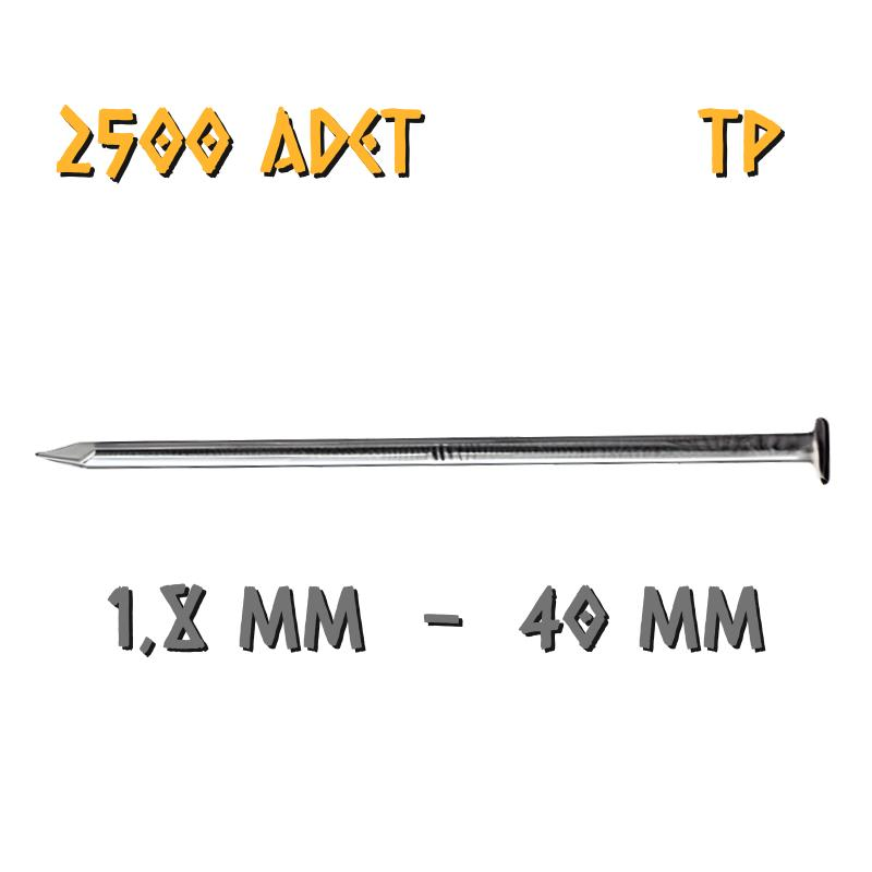Acero Mat Kaplama Başlı TP Tel Çivi 1.8x40 mm. - 2500 Gr. - 2500 Adet