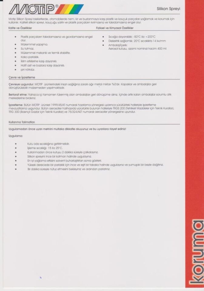 Motip Çok Amaçlı Silikon Spreyi 400 ml.