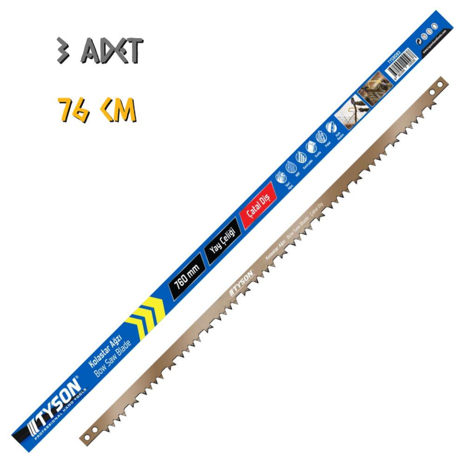 Kupa Tyson Kolastar Ağzı Çatal Diş Testere Bıçağı 76 cm. - 3 Adet