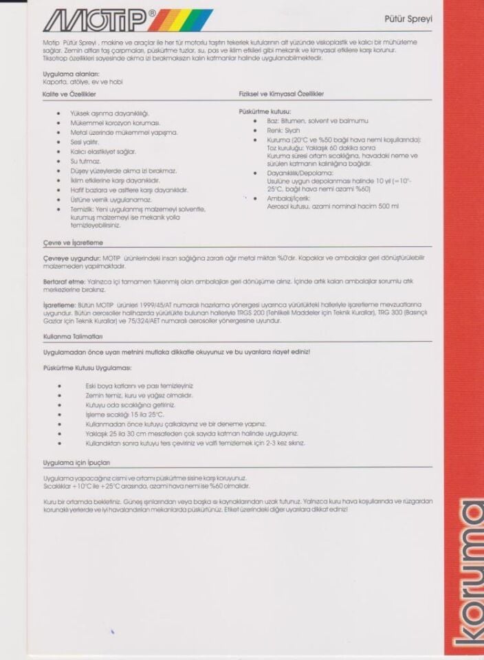 Motip Pütür Spreyi GRİ 500 ml.