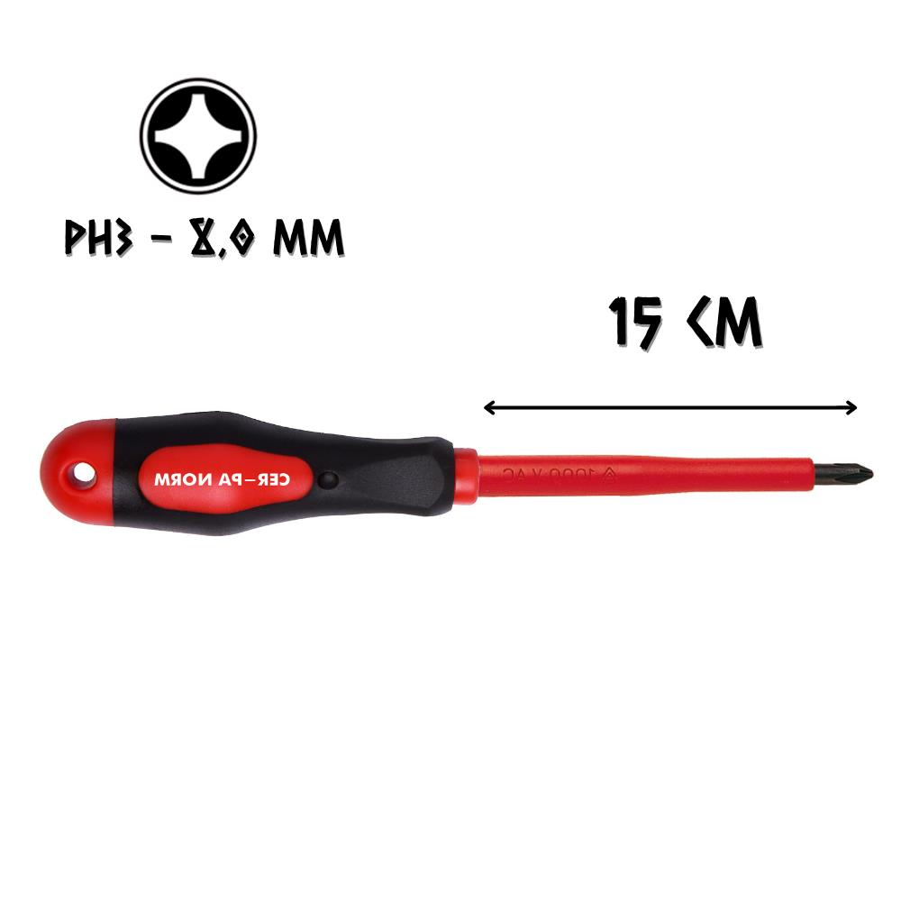 Cer-Pa Norm Prosoft İzoleli Tornavida Mıknatıslı YILDIZ Uçlu PH3 - 15 cm.