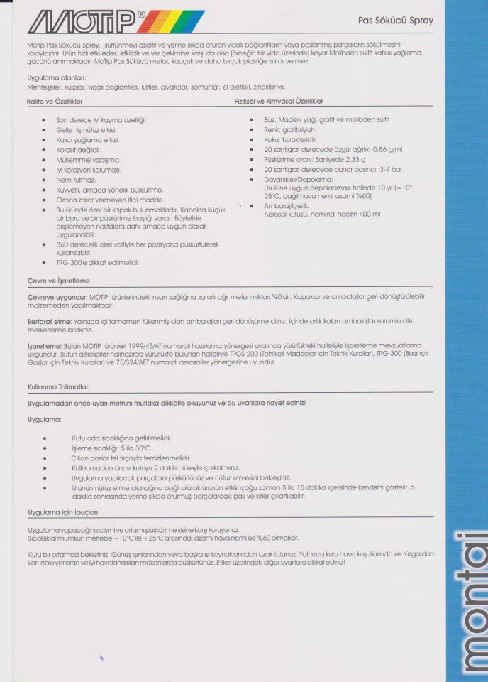 Motip Pas Sökücü Sprey 400 ml.
