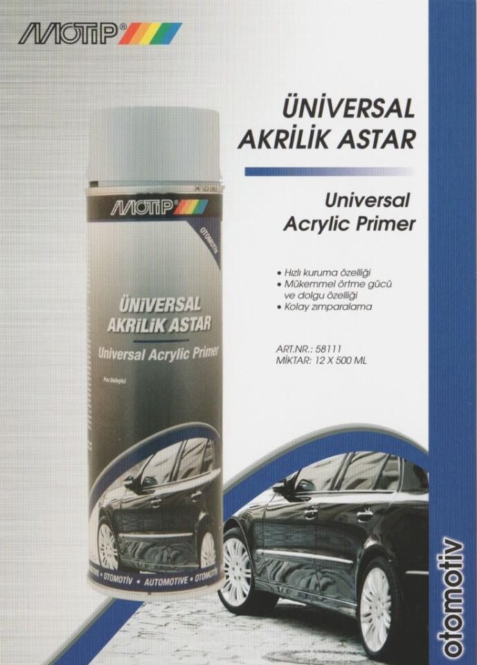 Motip Üniversal Akrilik Sprey ASTAR GRİ 500 ml