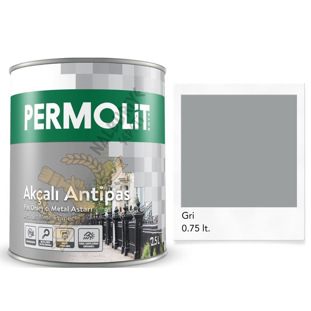 Permolit Akçalı Antipas Pas Önleyici Boya GRİ 0.75 Lt.