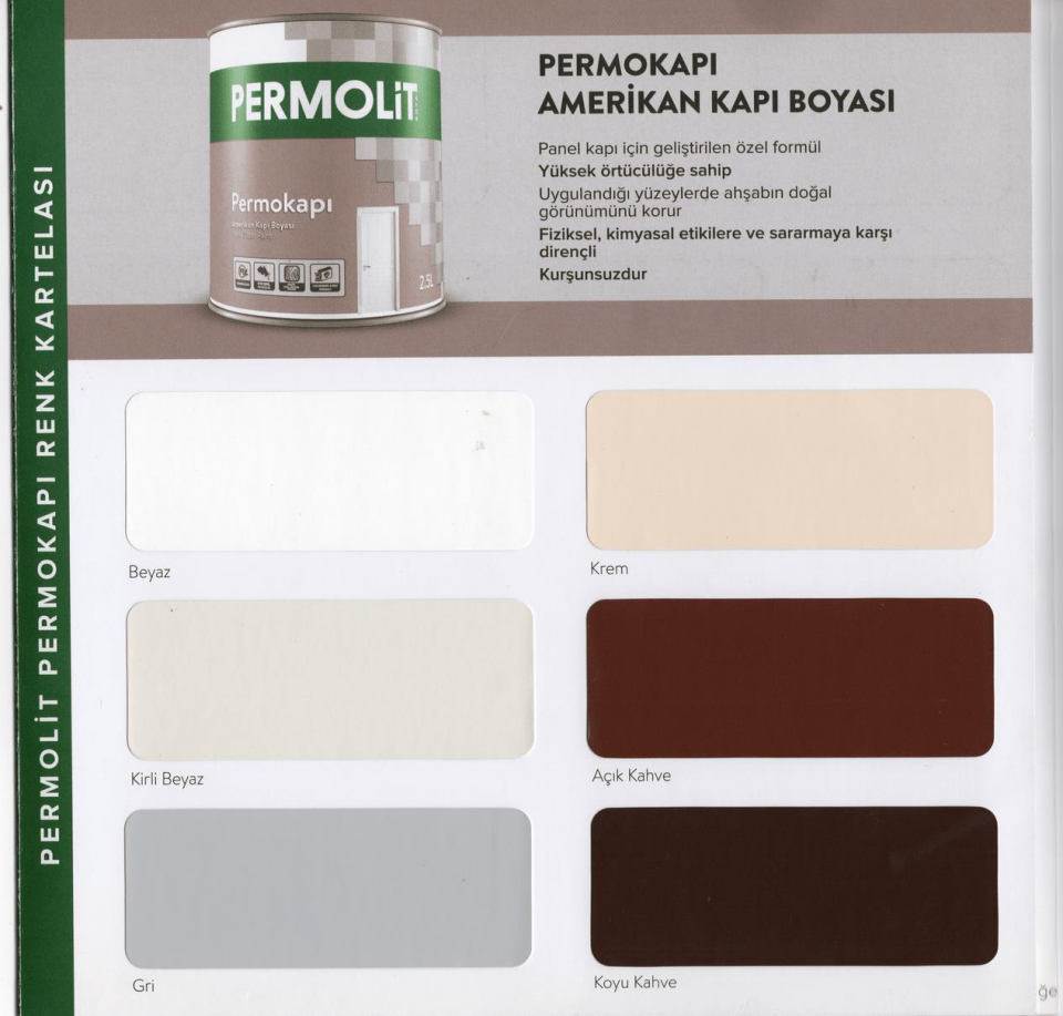 Permolit Sentetik Amerikan Panel Kapı Boyası KOYU KAHVE 2.5 Lt.