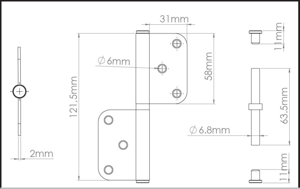 Koral Çelik Cerman Yönsüz Menteşe Saten 12 cm. - 2 Adet