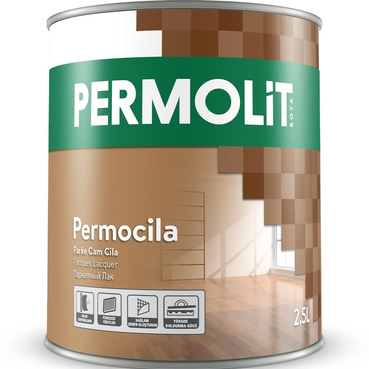 Permolit Ahşap Parke Şeffaf Parlak Cam Cila 2.5 Lt.