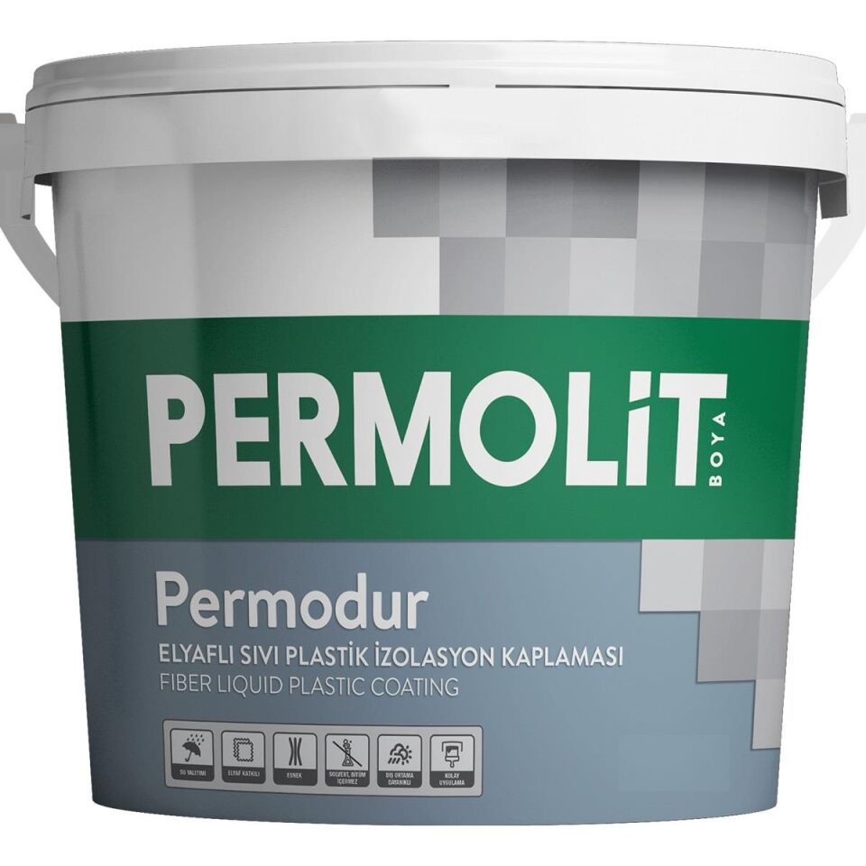 Permolit Permodur Sıvı Plastik İzolasyon Kaplama Elyaflı BEYAZ 3.5 Kg.