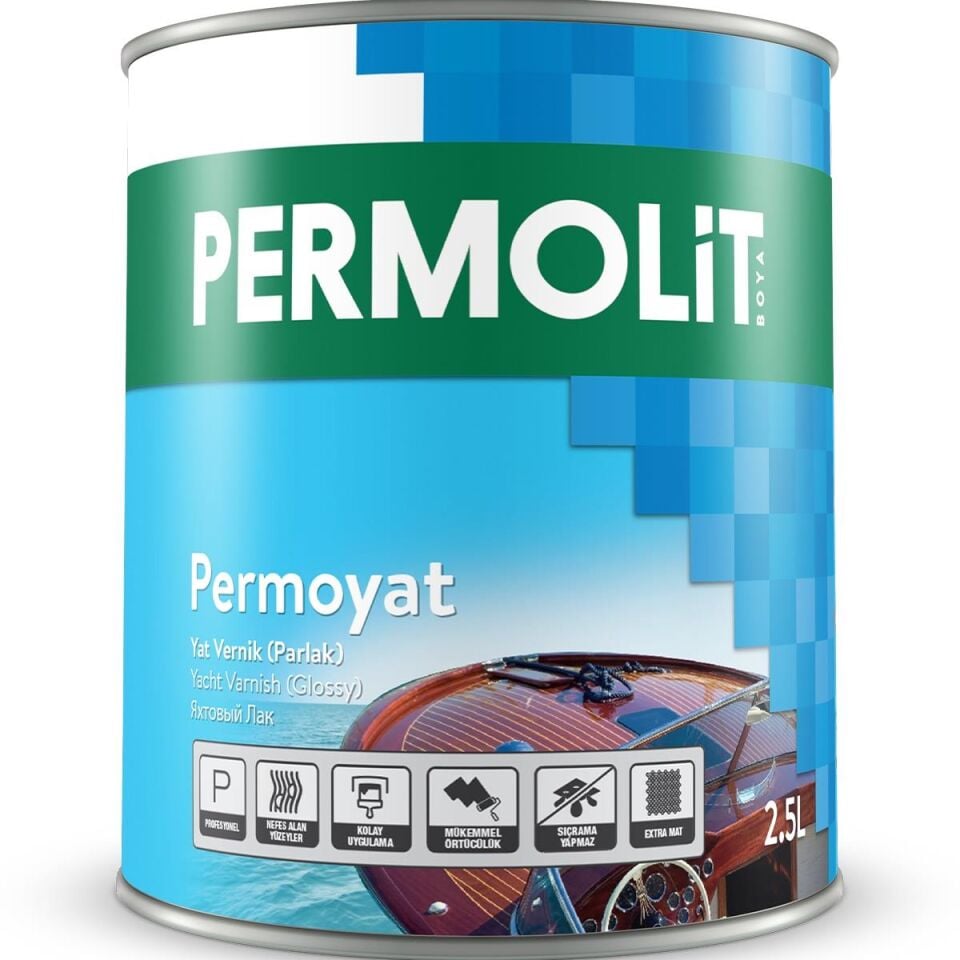 Permolit Akçalı Sentetik Parlak Şeffaf Yat Vernik 2.5 Lt.