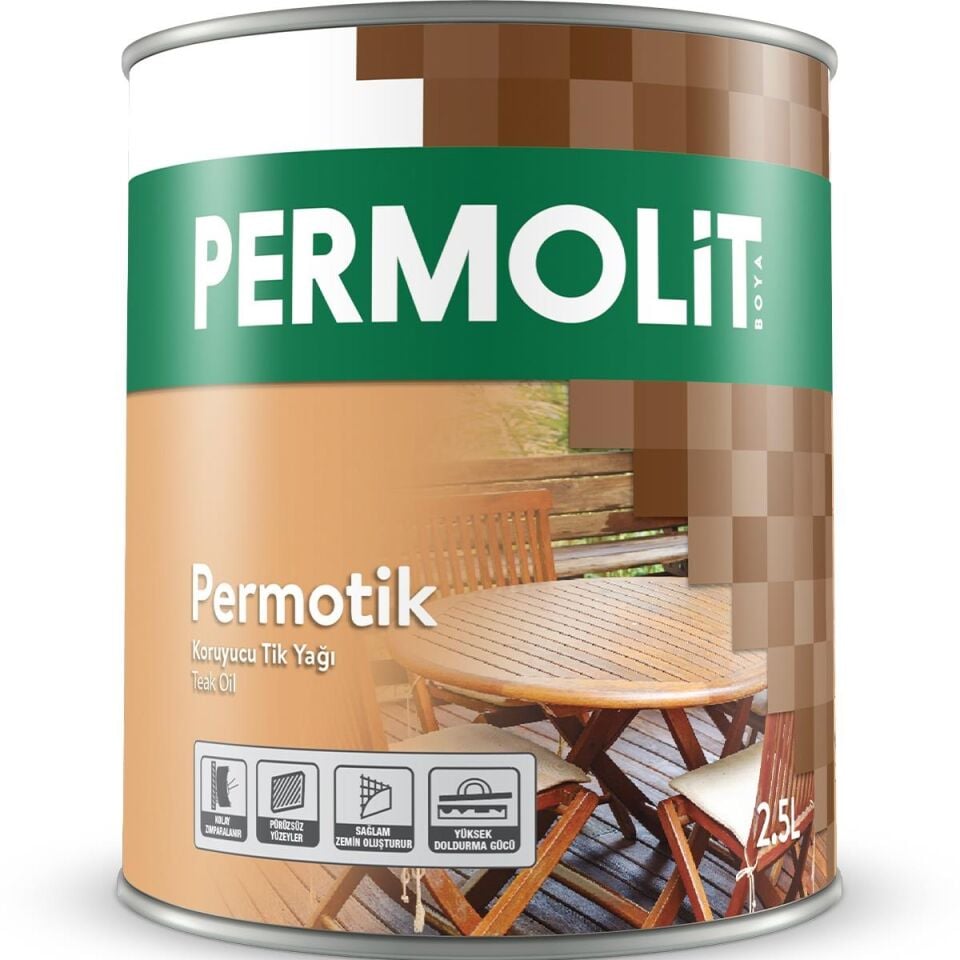 Permolit Suya Dayanıklı Ahşap Koruyucu Tik Yağı 2.5 Lt.