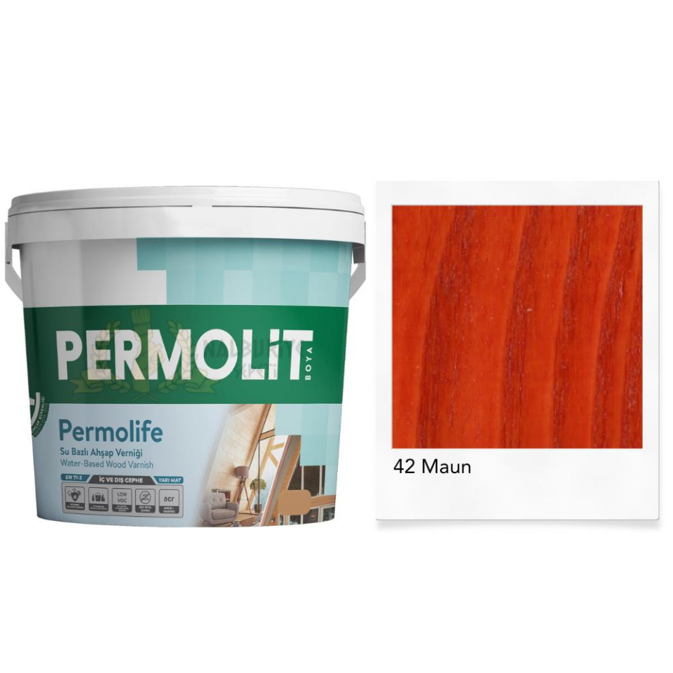 Permolit Permolife Su Bazlı Parlak Ahşap Vernik - MAUN - 0.75 Lt.