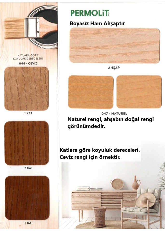 Permolit Permolife Su Bazlı Parlak Ahşap Vernik - MAUN - 0.75 Lt.