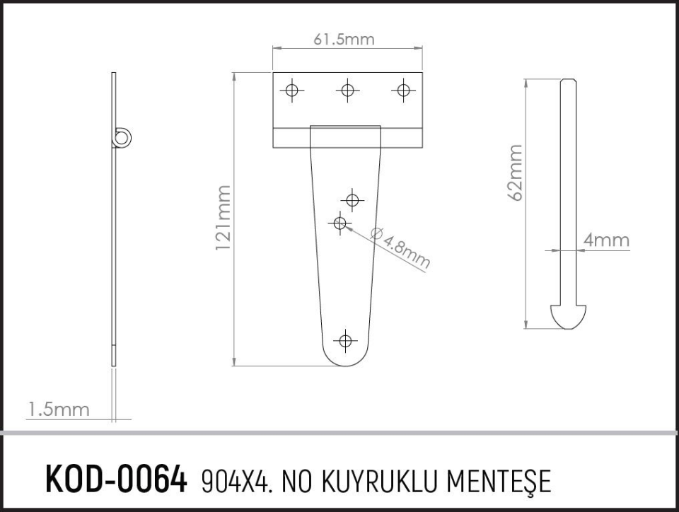 Koral Tek Kuyruklu Menteşe No: 904-4 - 9 cm. - 10 Adet