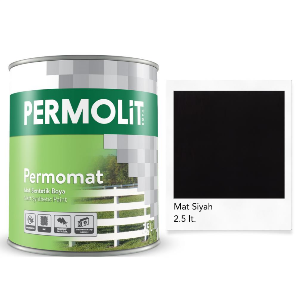Permolit Mat Sentetik Yağlı Boya SİYAH 2.5 Lt.
