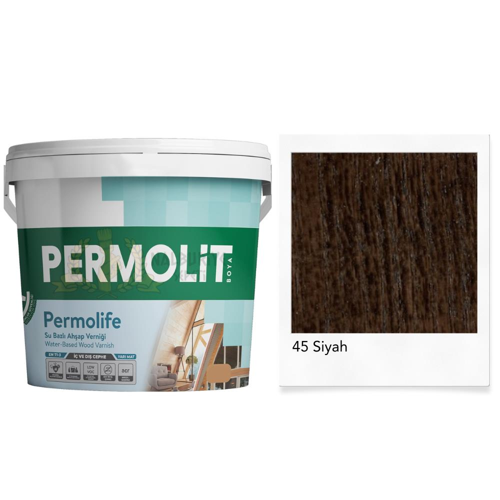 Permolit Permolife Su Bazlı Parlak Ahşap Vernik - SİYAH - 0.75 Lt.