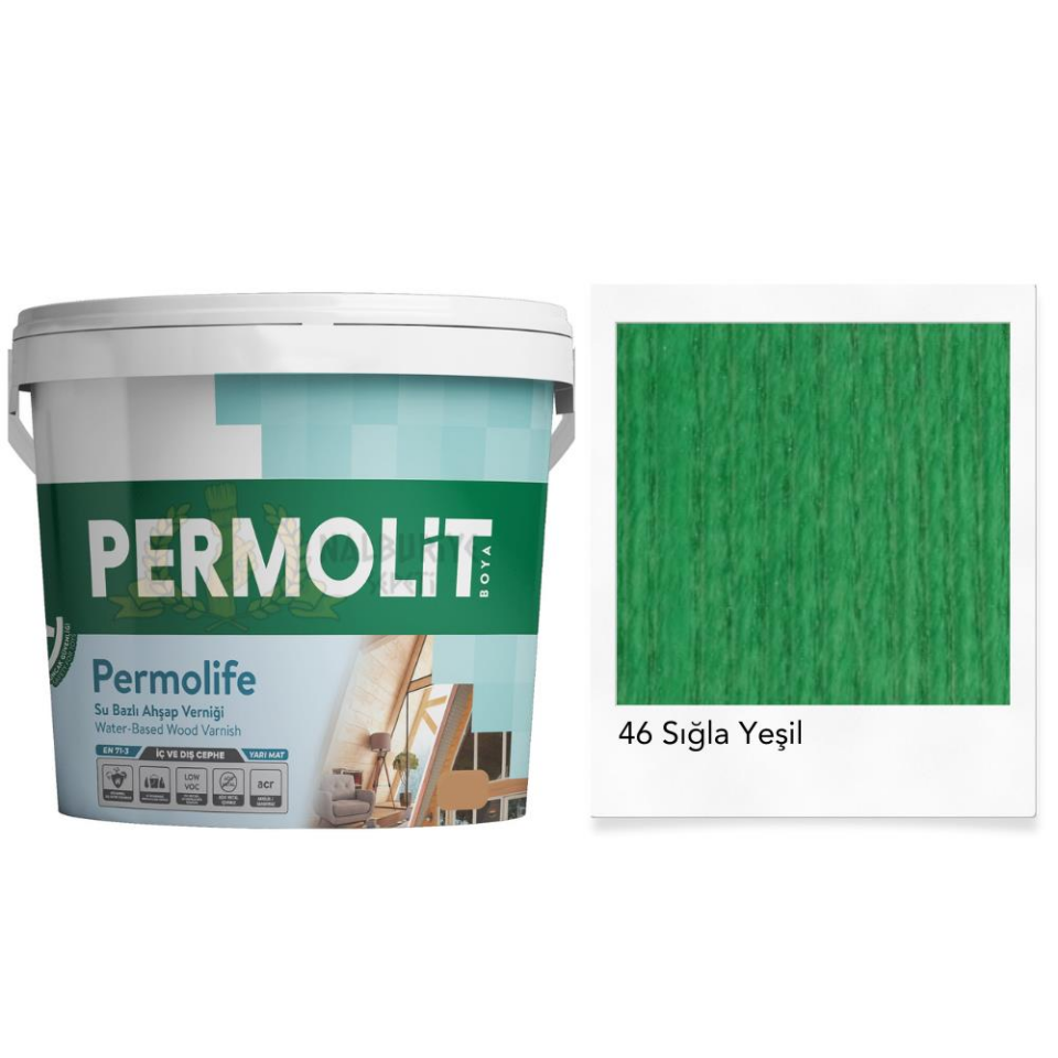 Permolit Permolife Su Bazlı Parlak Ahşap Vernik - SIĞLA YEŞİL - 0.75 Lt.