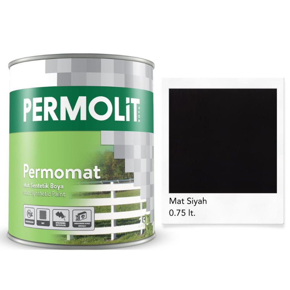 Permolit Mat Sentetik Yağlı Boya SİYAH 0.75 Lt.