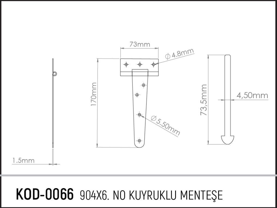 Koral Tek Kuyruklu Menteşe No: 904-6 - 14 cm. - 4 Adet