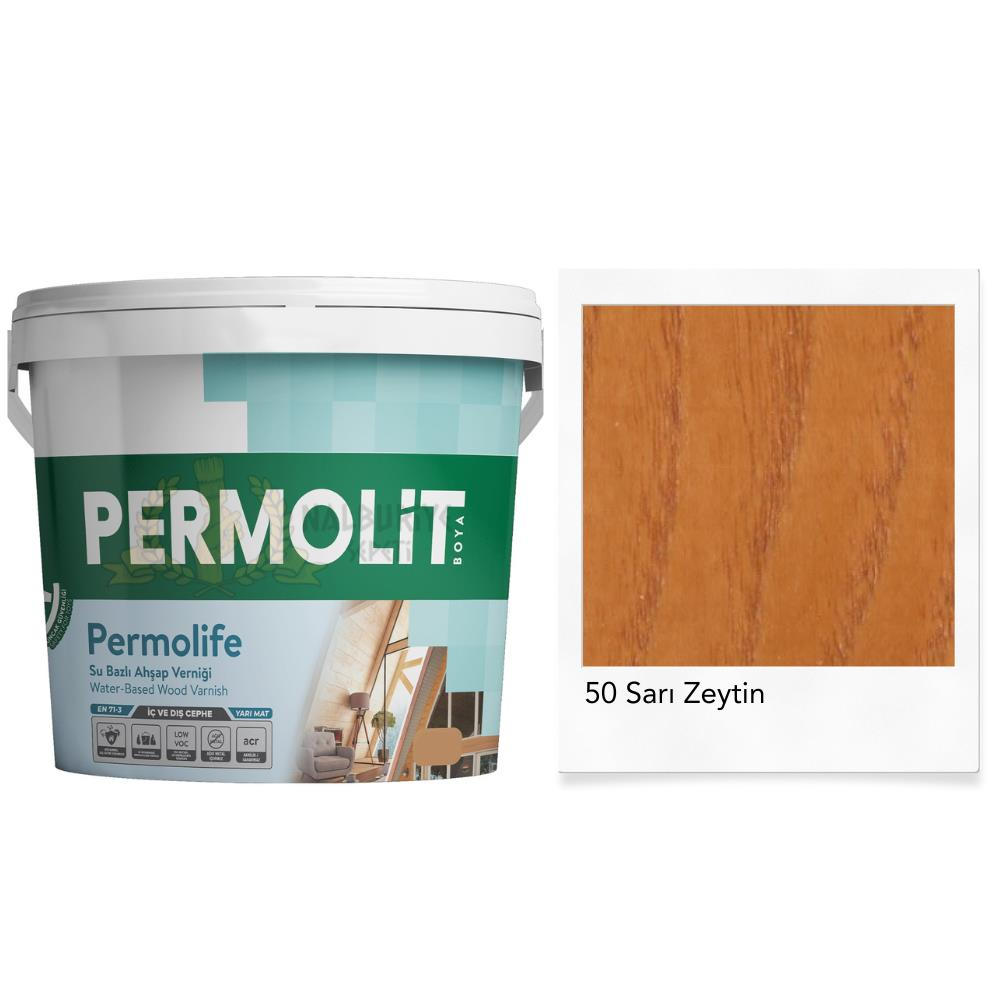 Permolit Permolife Su Bazlı Parlak Ahşap Vernik - SARI ZEYTİN - 0.75 Lt.