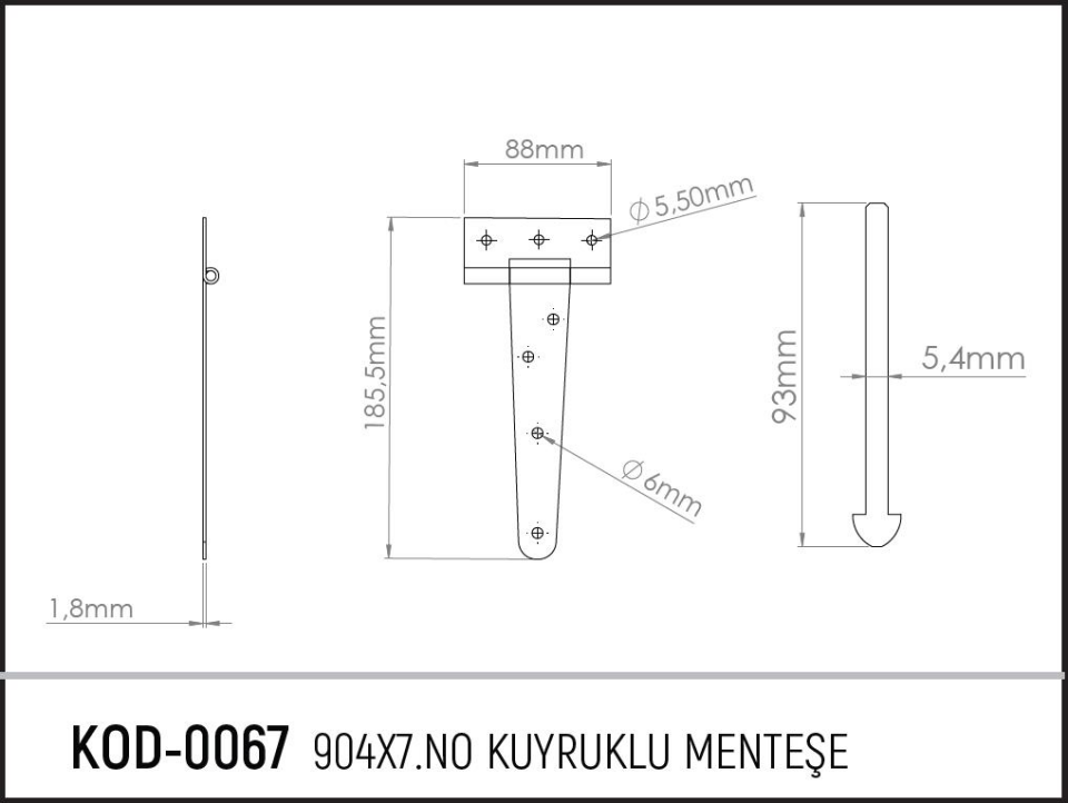 Koral Tek Kuyruklu Menteşe No: 904-7 - 15.5 cm. - 4 Adet