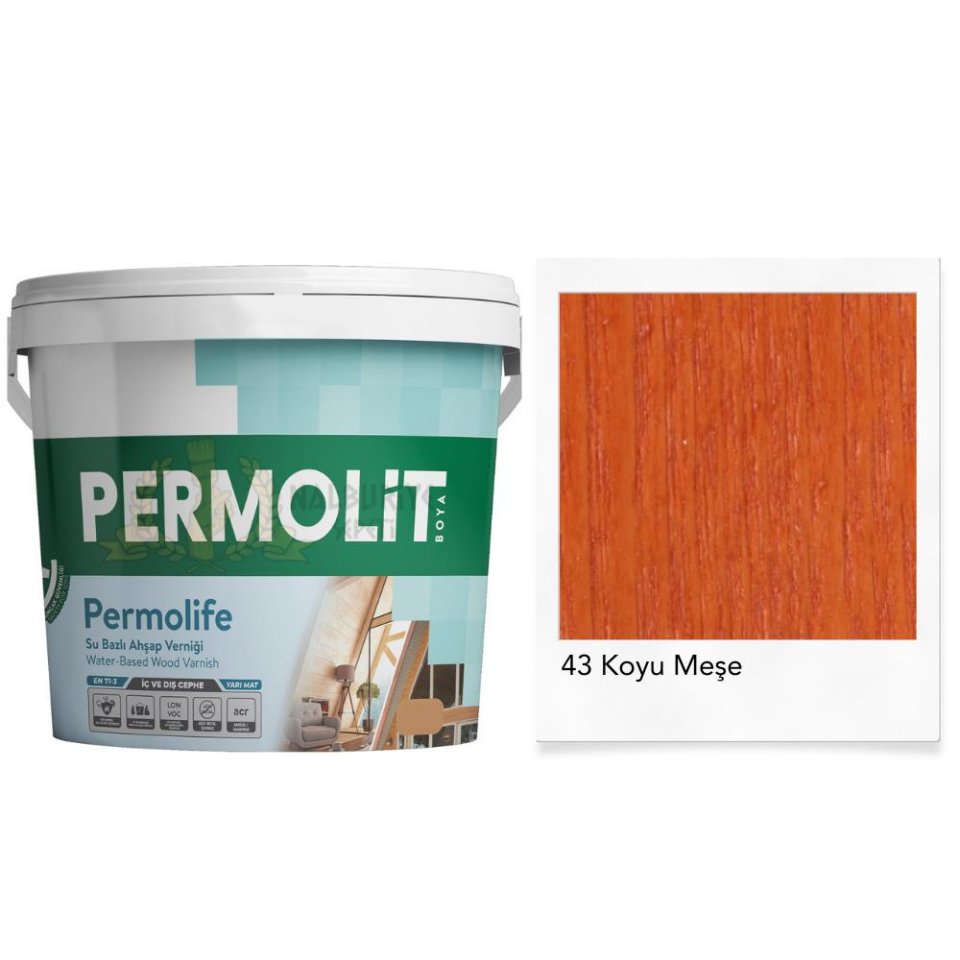 Permolit Permolife Su Bazlı Parlak Ahşap Vernik - KOYU MEŞE - 2.5 Lt.