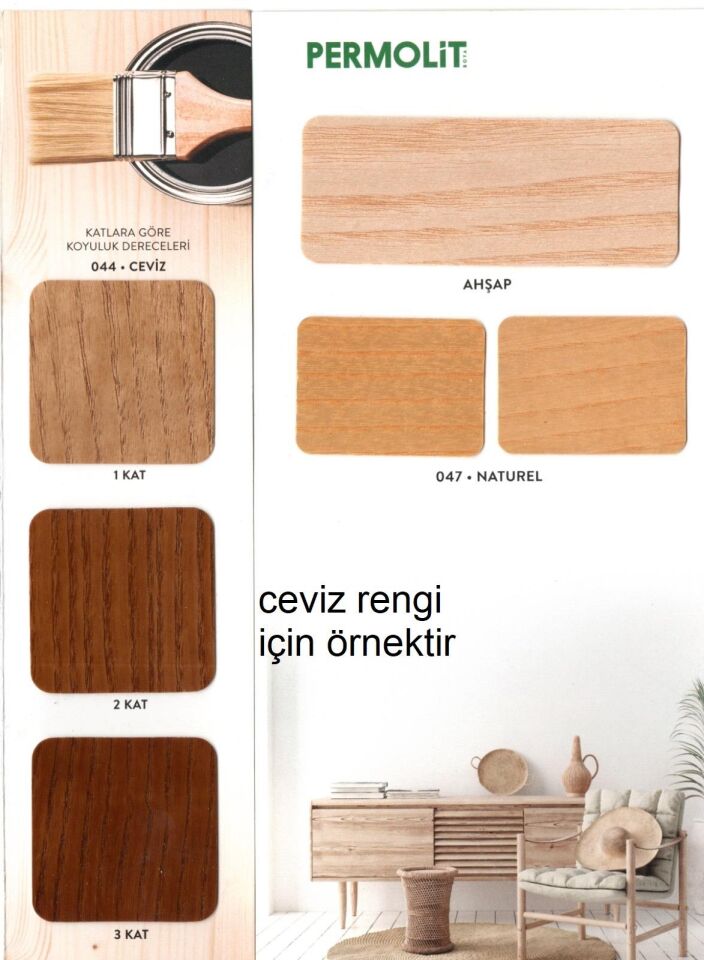 Permolit Sentetik Vernikli Ahşap Koruyucu Boya KOYU MEŞE 0.75 Lt.