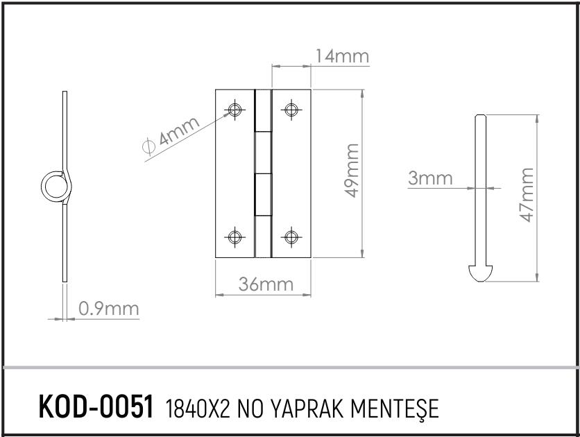 Koral Yaprak Menteşe No: 2 - 5 cm. - 1 Adet