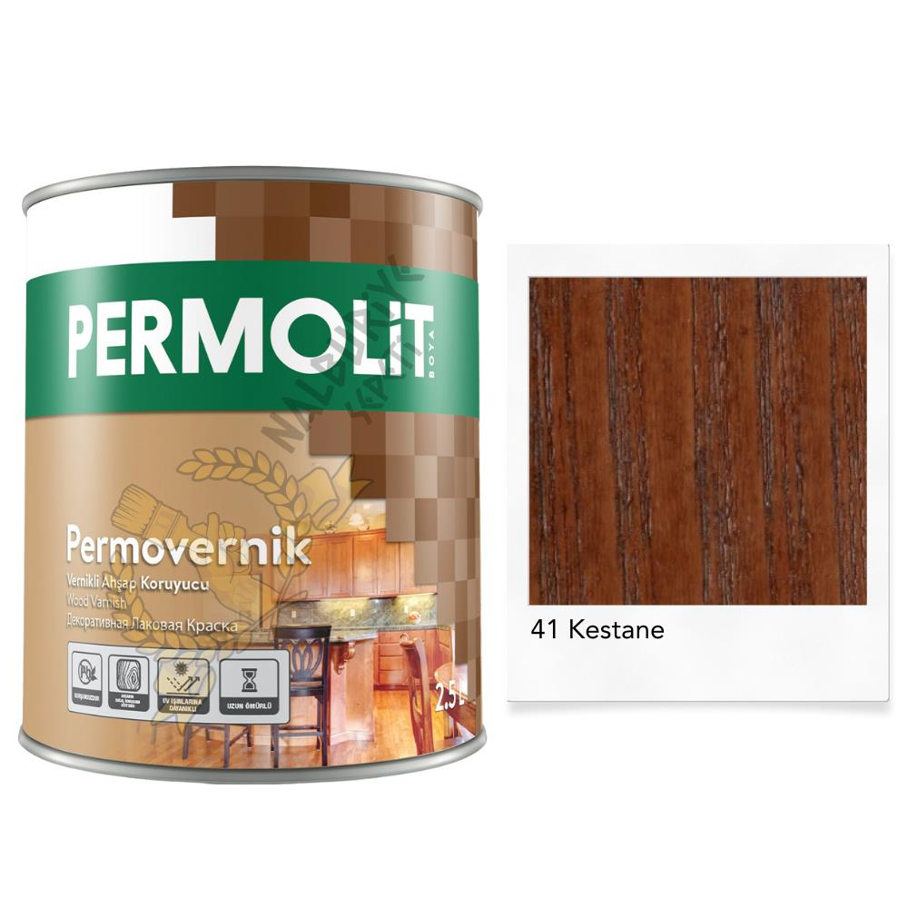 Permolit Sentetik Vernikli Ahşap Koruyucu Boya KESTANE 2.5 Lt.
