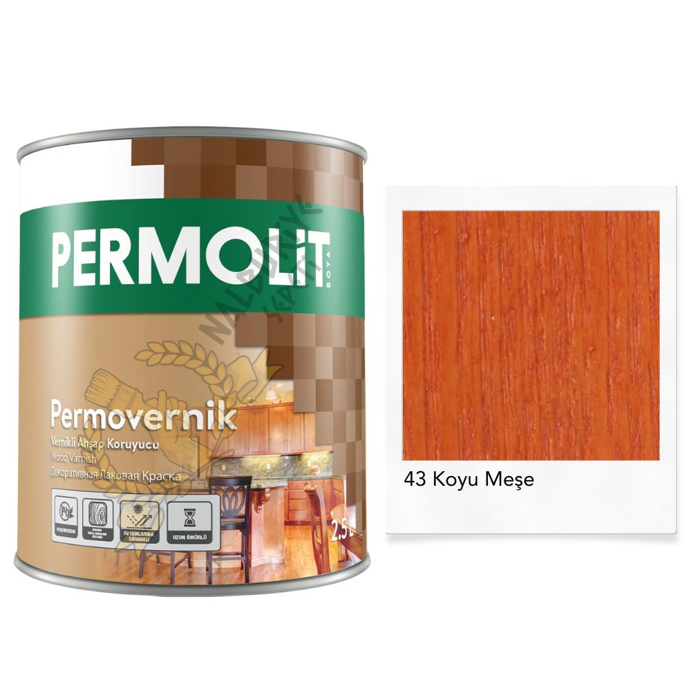 Permolit Sentetik Vernikli Ahşap Koruyucu Boya KOYU MEŞE 2.5 Lt.