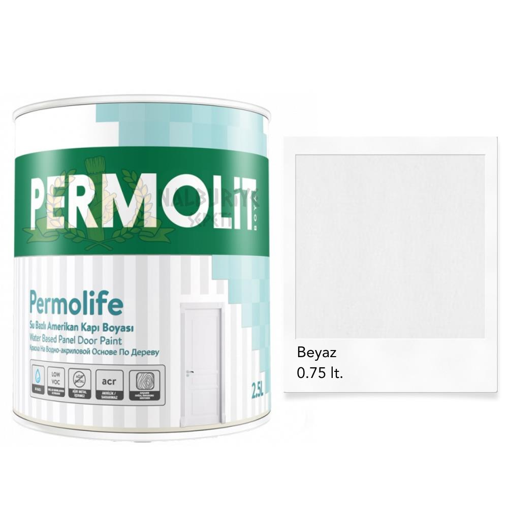 Permolit Permolife Su Bazlı Amerikan Panel Kapı Boyası - BEYAZ - 0.75 Lt.