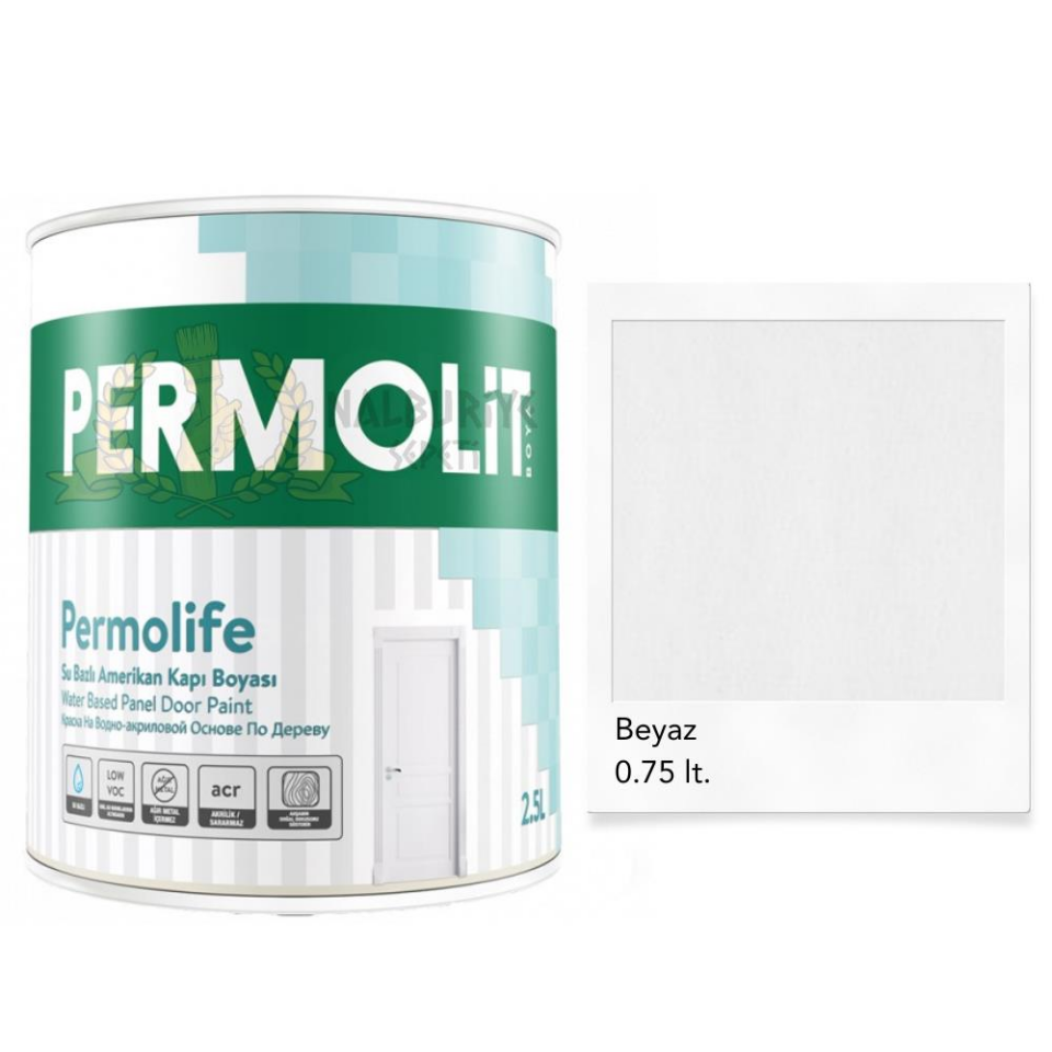 Permolit Permolife Su Bazlı Amerikan Panel Kapı Boyası - BEYAZ - 0.75 Lt.