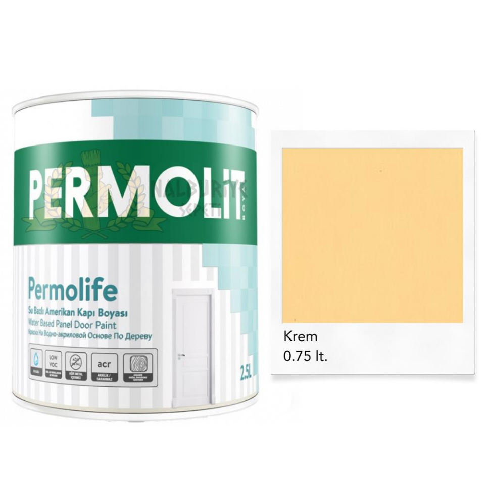 Permolit Permolife Su Bazlı Amerikan Panel Kapı Boyası - KREM - 0.75 Lt.