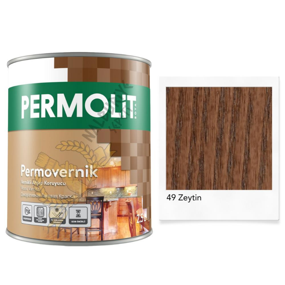 Permolit Sentetik Vernikli Ahşap Koruyucu Boya ZEYTİN 2.5 Lt.