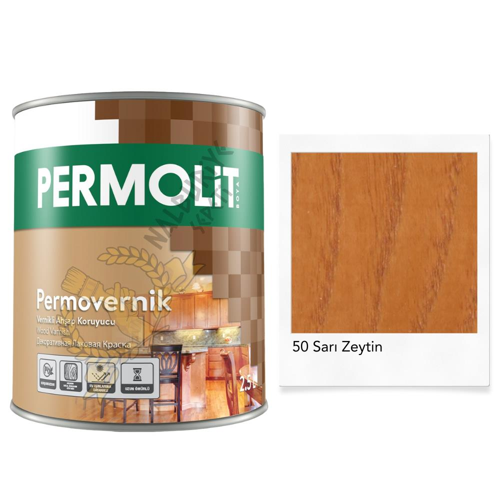 Permolit Sentetik Vernikli Ahşap Koruyucu Boya SARI ZEYTİN 2.5 Lt.