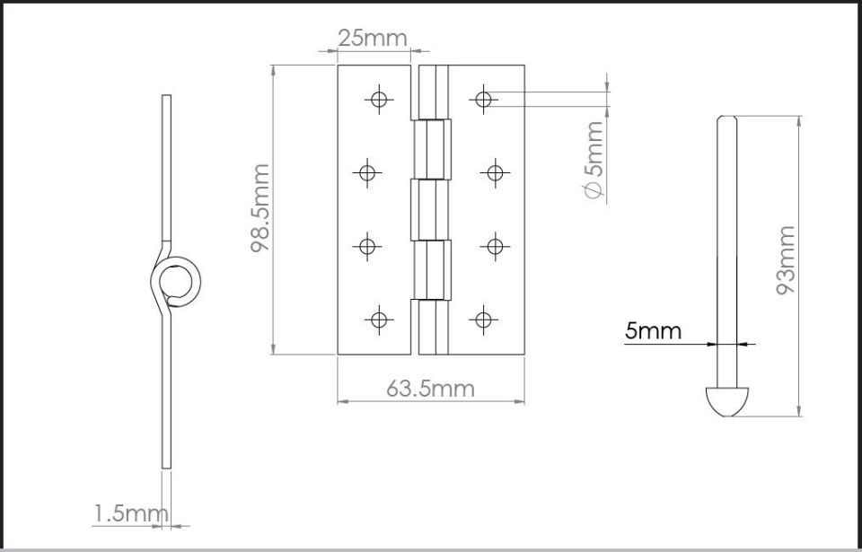 Koral Yaprak Menteşe No: 4 - 10 cm. - 1 Adet