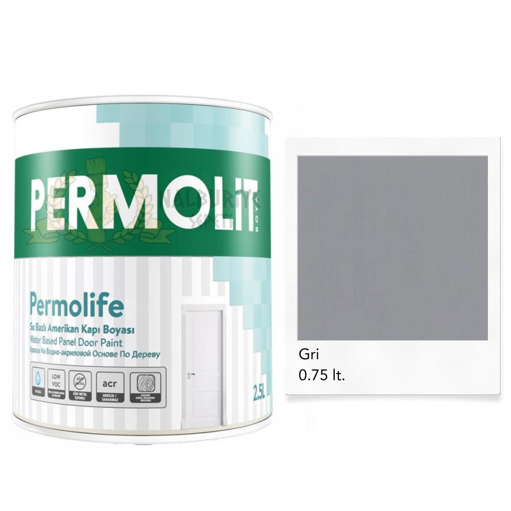 Permolit Permolife Su Bazlı Amerikan Panel Kapı Boyası - GRİ - 0.75 Lt.