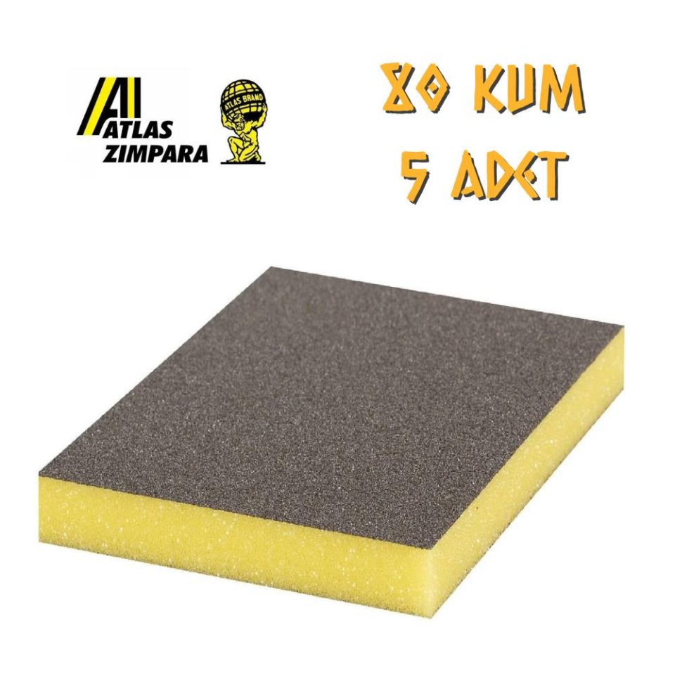 Atlas Sünger Zımpara - İnce 2 taraflı - 80 Kum - 5 Adet