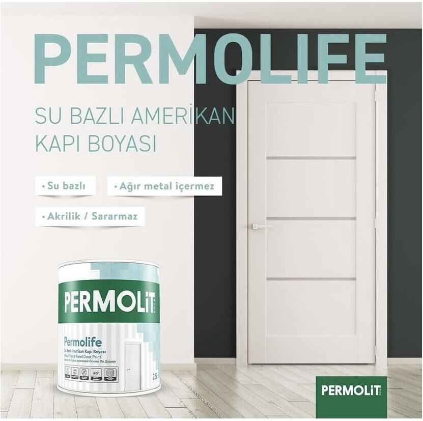 Permolit Permolife Su Bazlı Amerikan Panel Kapı Boyası - KİRLİ BEYAZ - 0.75 Lt.