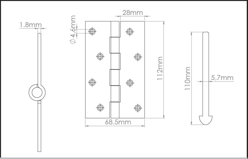 Koral Yaprak Menteşe No: 5 - 11.2 cm. - 4 Adet